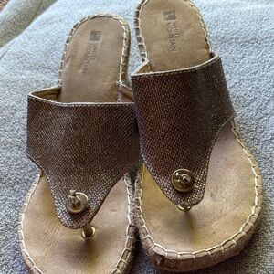White Mountain Metallic Bronze Slide Sandals